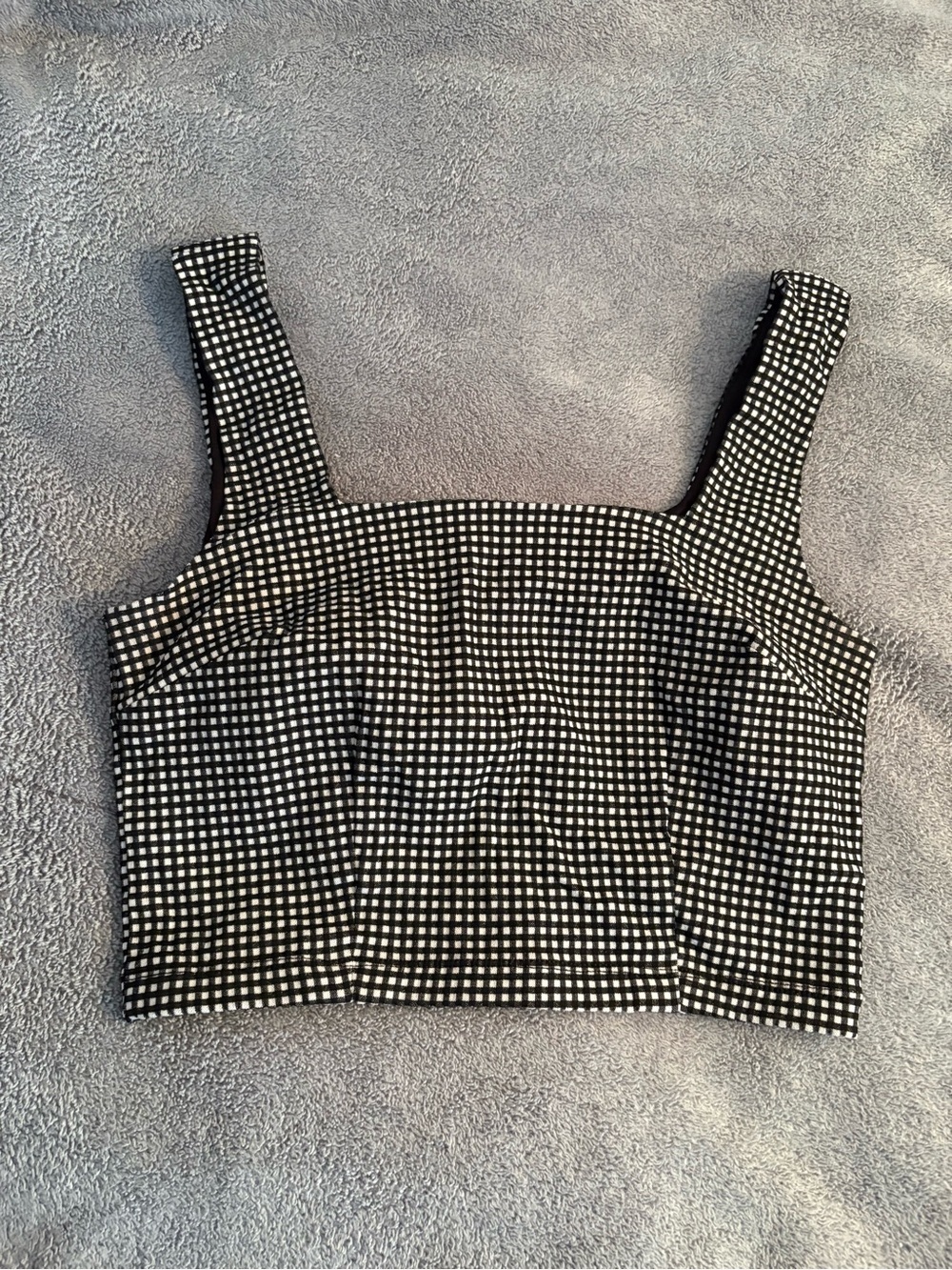 Chocolate USA Checker Cropped Tank Top Medium Black White Feminine